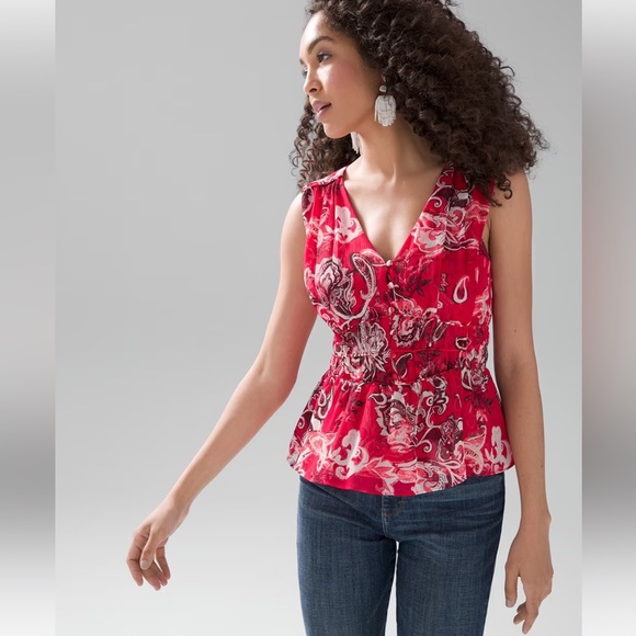 White House Black Market Tops - WHBM Sleeveless Romance Print Blouse Size XL